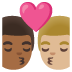 kiss, man, man, medium-dark skin tone, medium-light skin tone